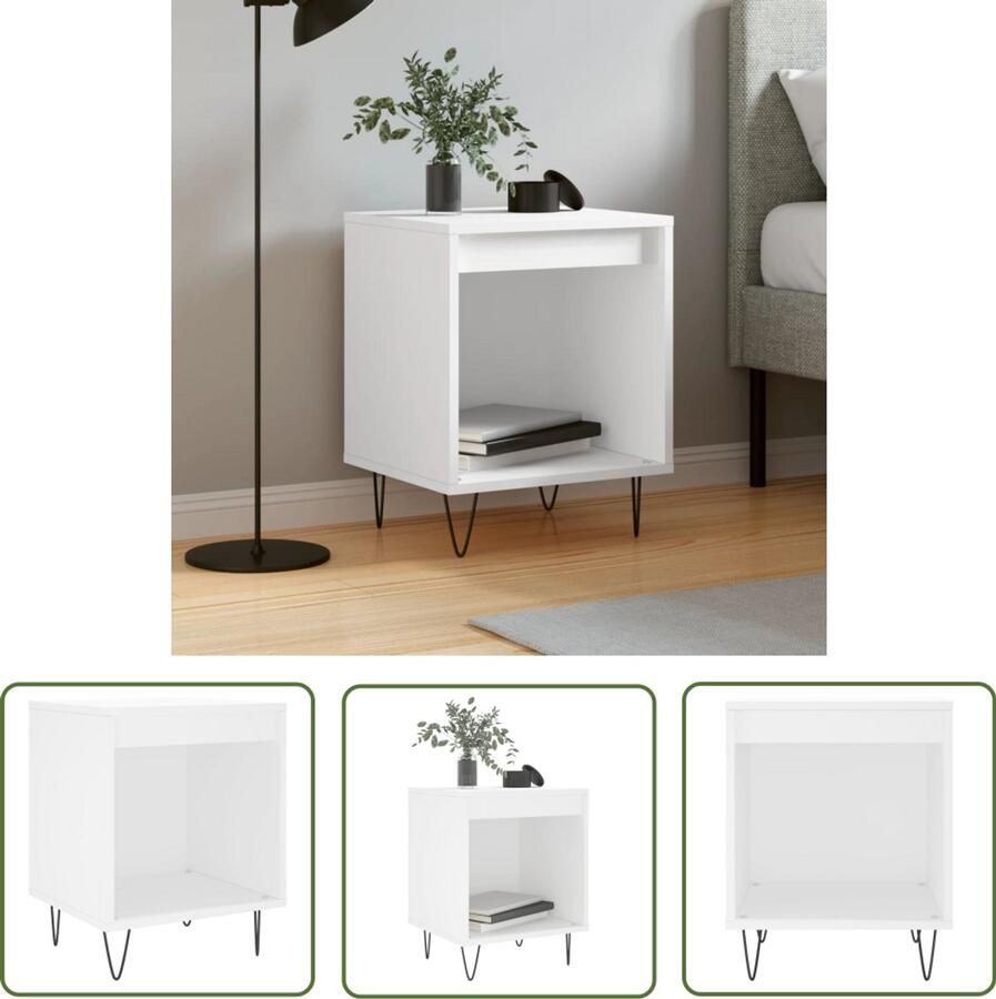 VidaXL Nachtkastje Wit Bewerkt hout 40x35x50 cm Nachtkastje Kastje Houten Nachttafel Vintage Nachtkastje Modern Nachtkastje Slaapkamervloerisolatie