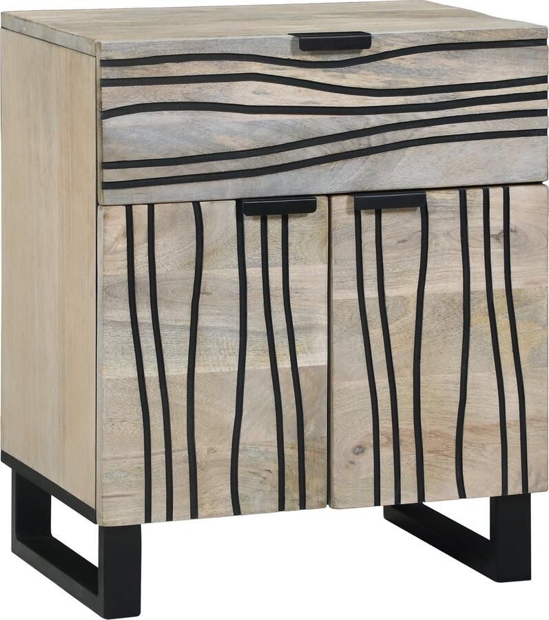 VidaXL Nachtkastje Wit en zwart 50 x 33 x 60 cm massief mangohout