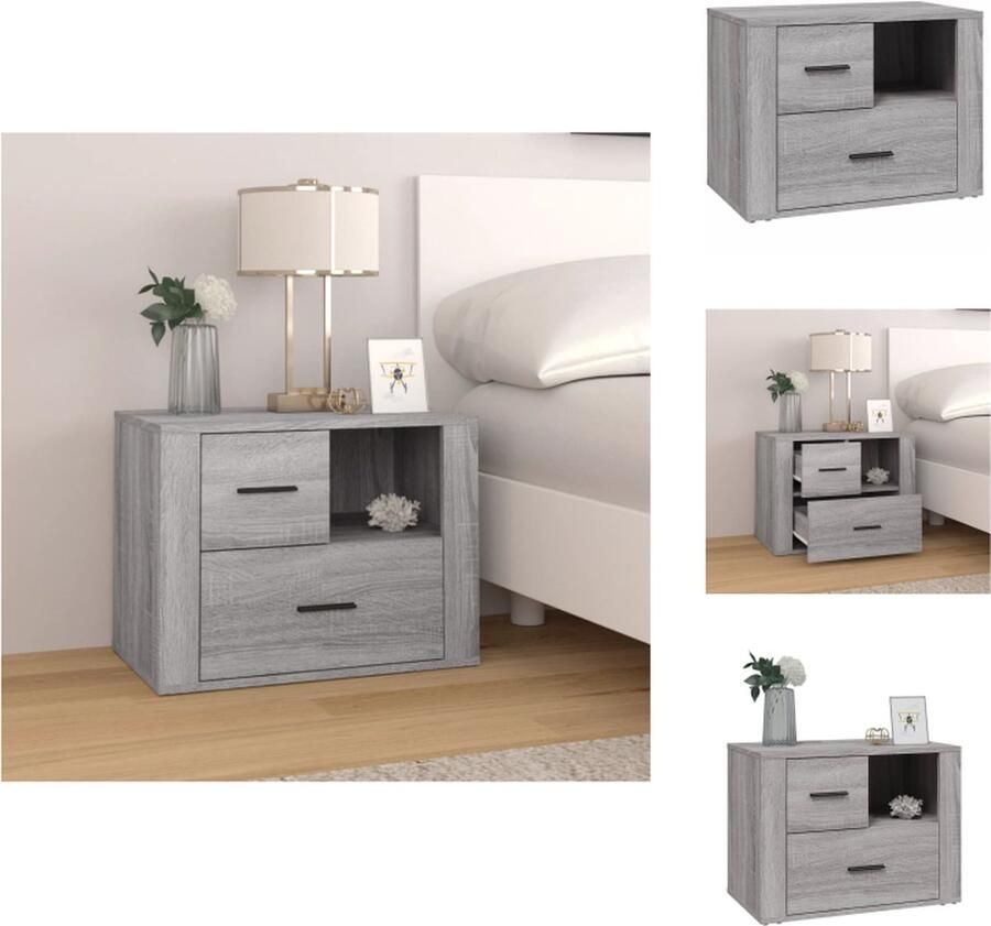 VidaXL Nachtkastje X Nachtkastje 60x36x45 cm Grijs Sonoma Eiken Kast