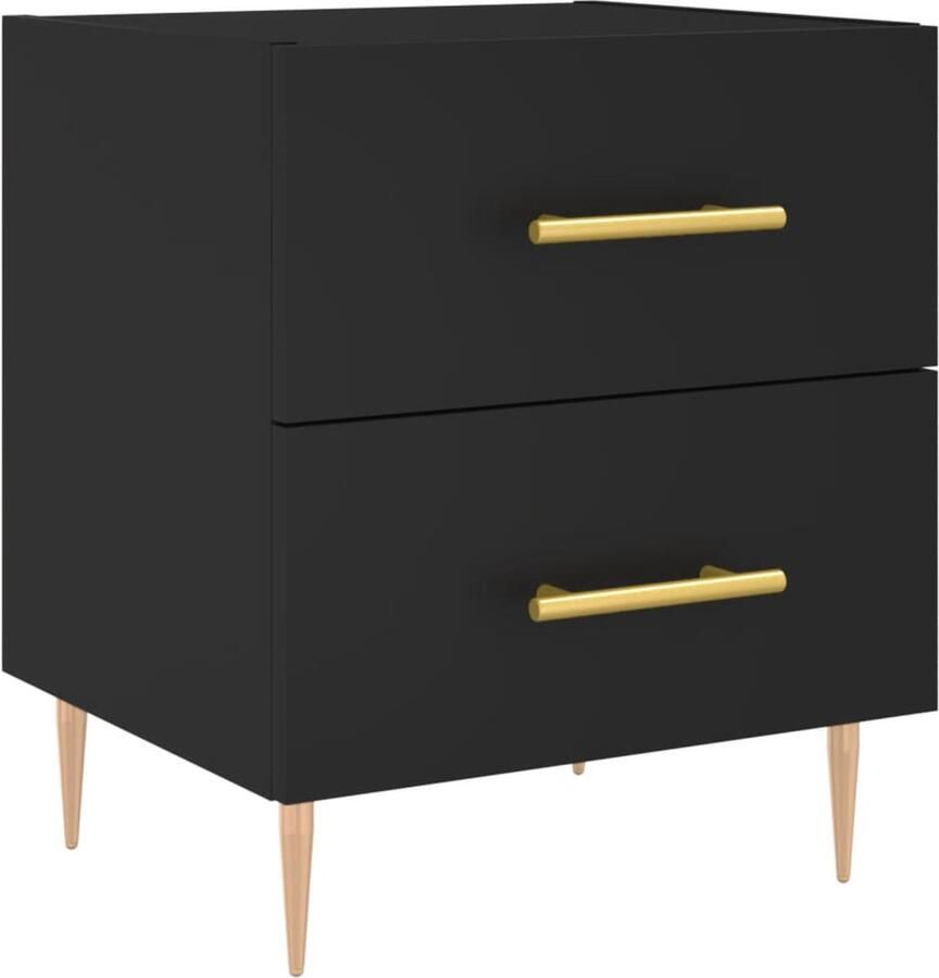VidaXL Nachtkastje Zwart 40x35x47 5 cm Bewerkt hout Nachtkastje Kastje Slaapkamer Meubilair Zwarte Kast Houten Kast