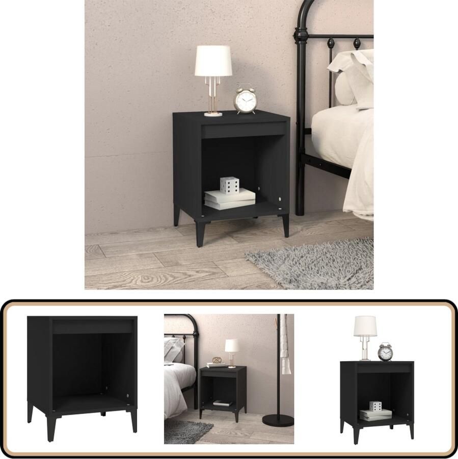 VidaXL Nachtkastje Zwart 40x35x50 cm Stijlvol Design Nachtkastje Kast Slaapkamermeubel Houten Meubels Zwarte Meubelen Decoratief Meubel Opbergruimte Stijlvol Modern Industrieel Compact Eenvoudig