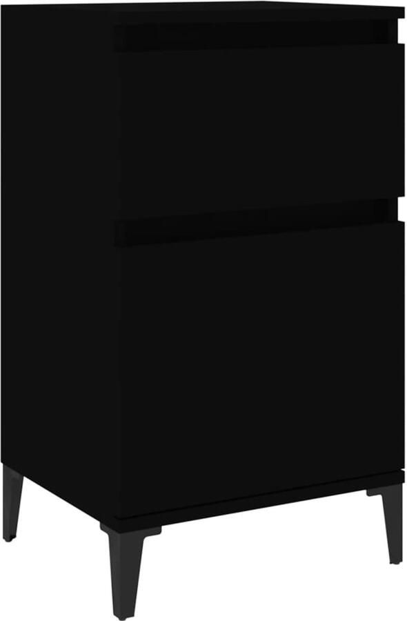 VidaXL Nachtkastje Zwart 40x35x70 cm Nachtkastje Slaapkamermeubel Houten Meubel Zwarte Meubels Nachtlamp Boekenplank Woonaccessoires Minimalistisch Meubilair Industrieel Design Modern Nacht Tafeltje