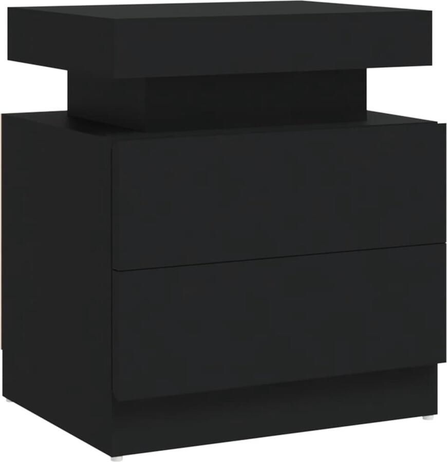 VidaXL Nachtkastje Zwart 45x35x52 cm Bewerkt hout Nachtkastje Slaapkamermeubel Zwarte Meubel Houten Nachtkastje Spaanplaat Kast Opbergruimte Design Nachtkastje Modern Nachtlampje Kamerdecoratie