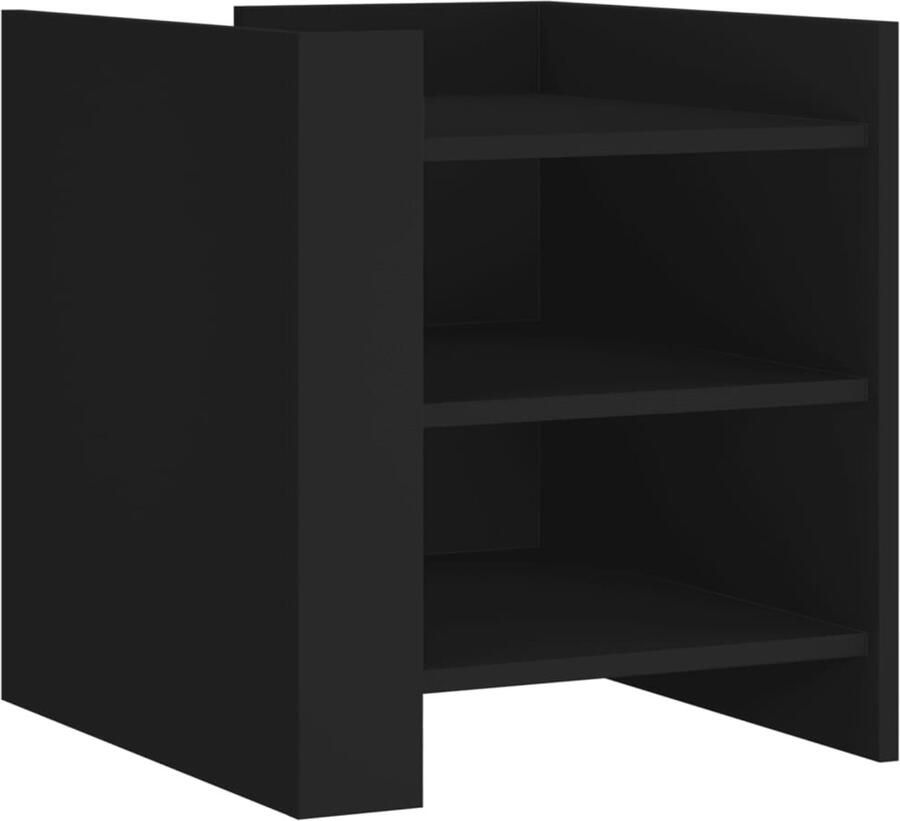 The Living Store Nachtkastje 45x50x50 cm bewerkt hout zwart Nachtkastje Kastje Houten Kast Nachtlampkast Slaapkamermeubilair - Foto 2