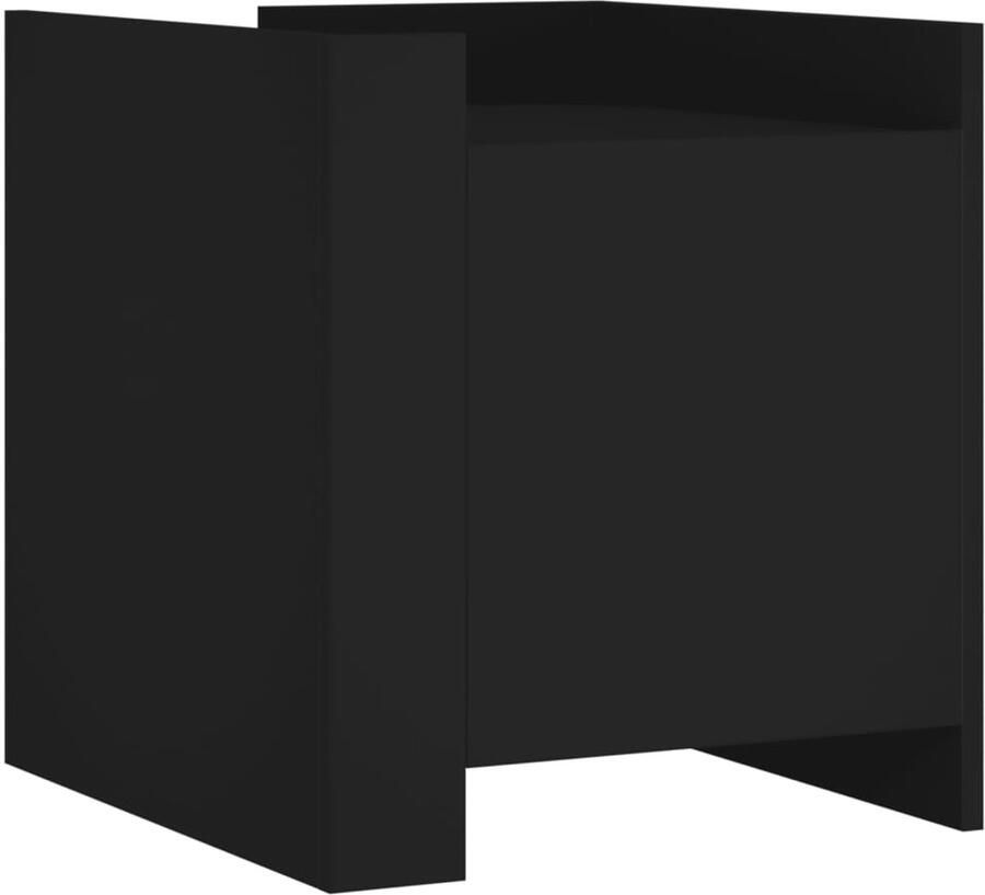 The Living Store Nachtkastje 45x50x50 cm bewerkt hout zwart Nachtkastje Houten Nachtkastje Zwart Nachtkastje Badkamerkastje Slaapkamermeubel - Foto 2