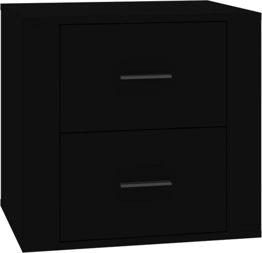 VidaXL Nachtkastje Zwart 50x39x47 cm Bewerkt hout Nachtkastje Kastje Slaapkamerinrichting Houten Meubels Zwarte Meubelen Modern Nachtlampje Decoratief Item Bijzettafel Living Accessoires Stijlvol Meubel Compact Bureau