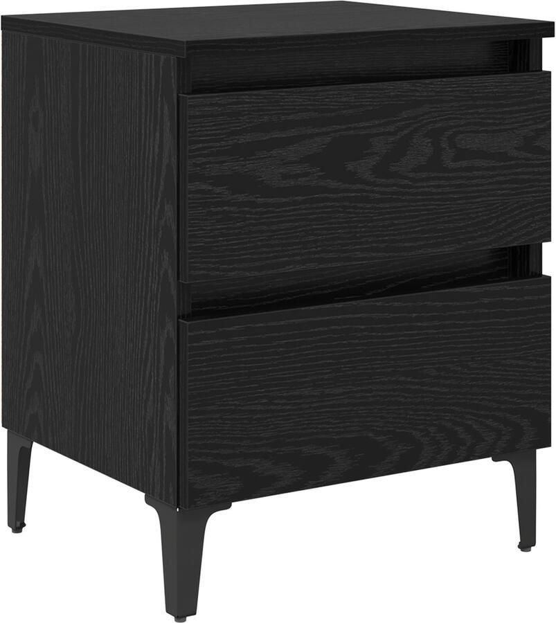 VidaXL Nachtkastje met lade Zwart eiken 40 x 35 x 50 cm Bewerkt hout