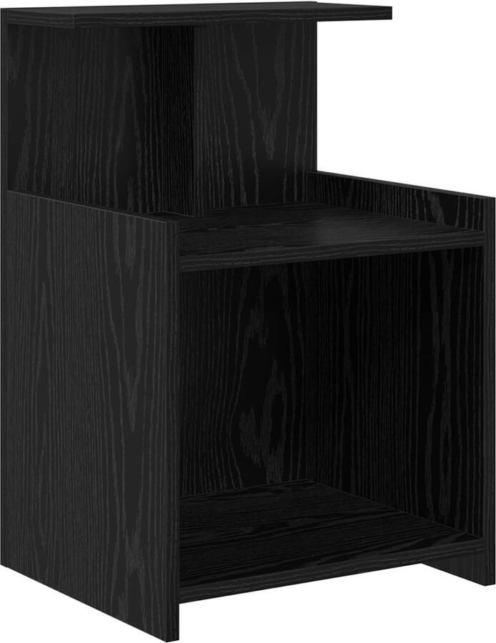 VidaXL Nachtkastje Zwart eiken 40 x 35 x 60 cm Bewerkt hout