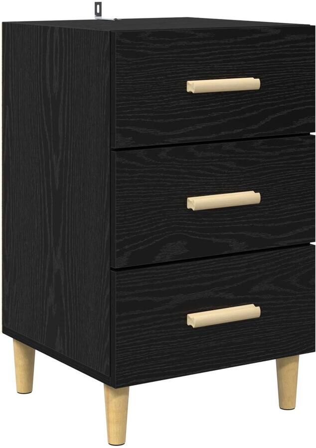 VidaXL Nachtkastje met lade Zwart eiken 40 x 40 x 66 cm Bewerkt hout