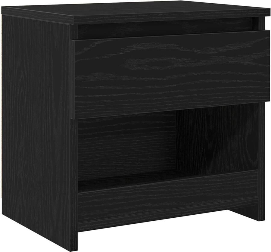 VidaXL Nachtkastje Zwart Eiken Hout 40 x 30 x 39 cm Opslag Nachtkastje