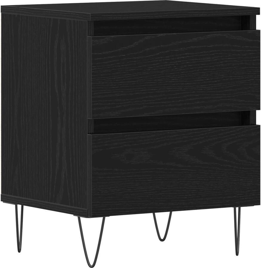 VidaXL Nachtkastje met lade Zwart eiken 40 x 35 x 50 cm Bewerkt hout