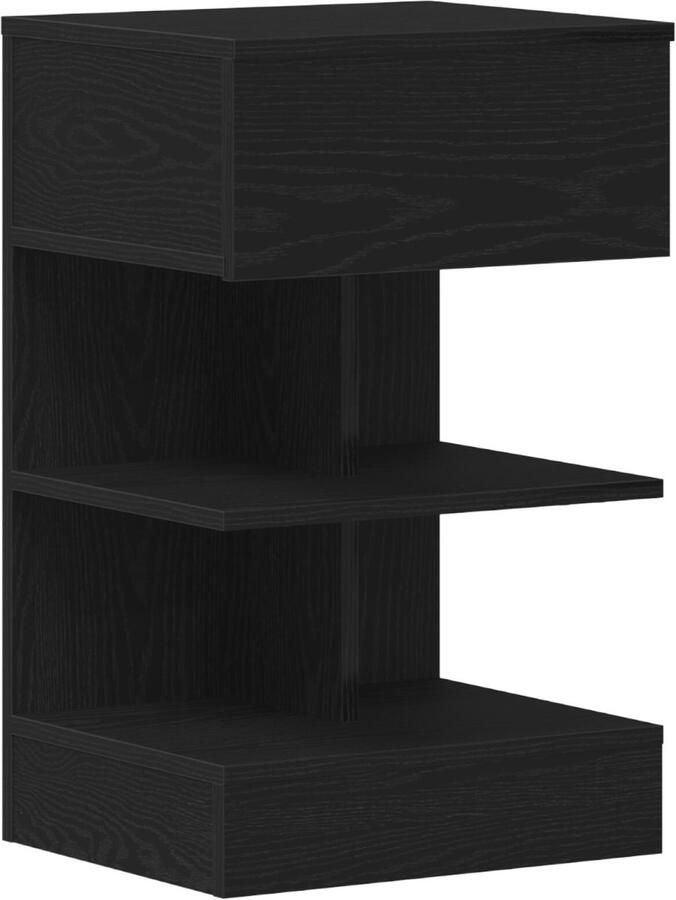 VidaXL Nachtkastje Zwart eiken Massief eikenhout 40 x 35 x 65 cm Opslag