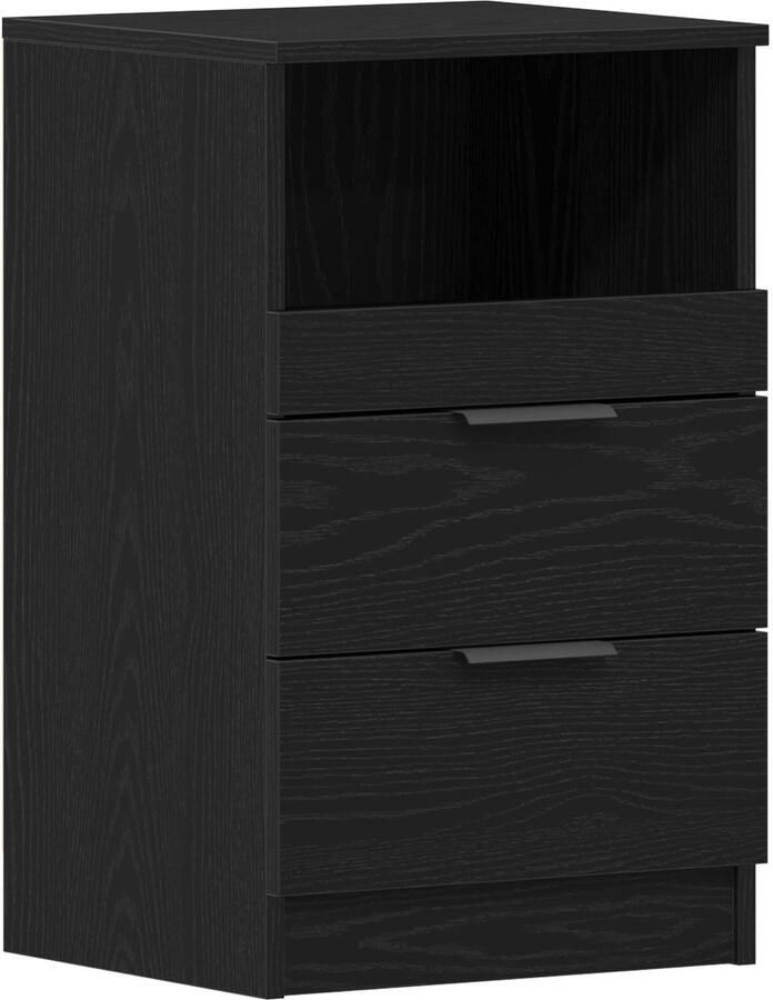 VidaXL Nachtkastje met lade Zwart eiken 40 x 35 x 65 cm Bewerkt hout