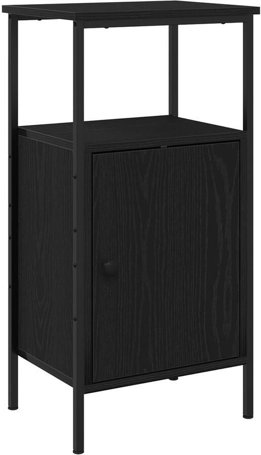 VidaXL Nachtkastje Zwart eiken Bewerkt hout Medium Nachtkastje