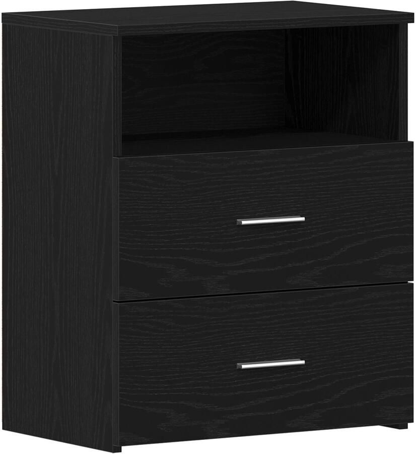 VidaXL Nachtkast met lade Zwart eiken 50 x 32 x 60 cm Bewerkt hout - Foto 2