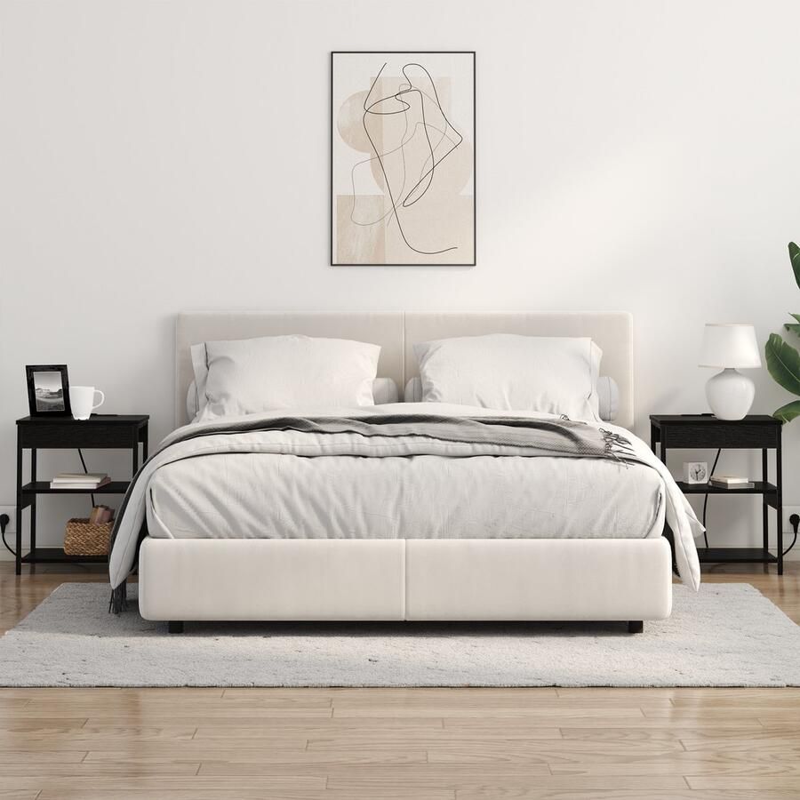 VidaXL Nachtkastje Zwart eiken 41 x 31 x 51 cm Bewerkt hout