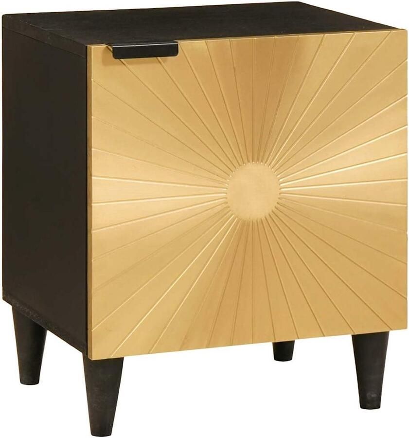 VidaXL Nachtkastje Zwart en Goud 40 x 33 5 x 46 cm