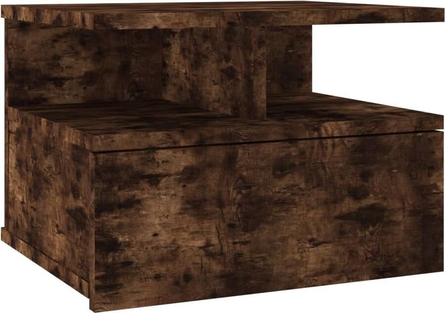 VidaXL Nachtkastje Zwevend 40x31x27 cm Gerookt Eiken Zwevend Nachtkastje Nachtlampje Slaapkamer Meubilair Compact Meubel Bergruimte Houten Nachtkastje Bruine Nachtkastje - Foto 2