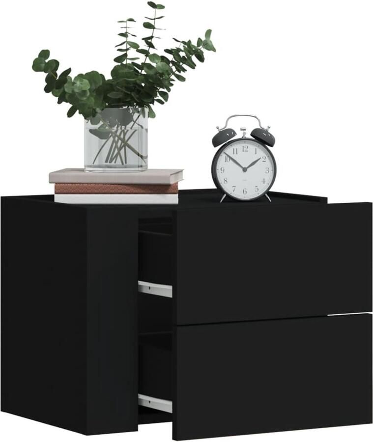 VidaXL Nachtkastje Zwevend Zwart 45x30x35 cm Wandlamp Nachtlamp Bijzettafel Kastje Slaapkamerdecoratie