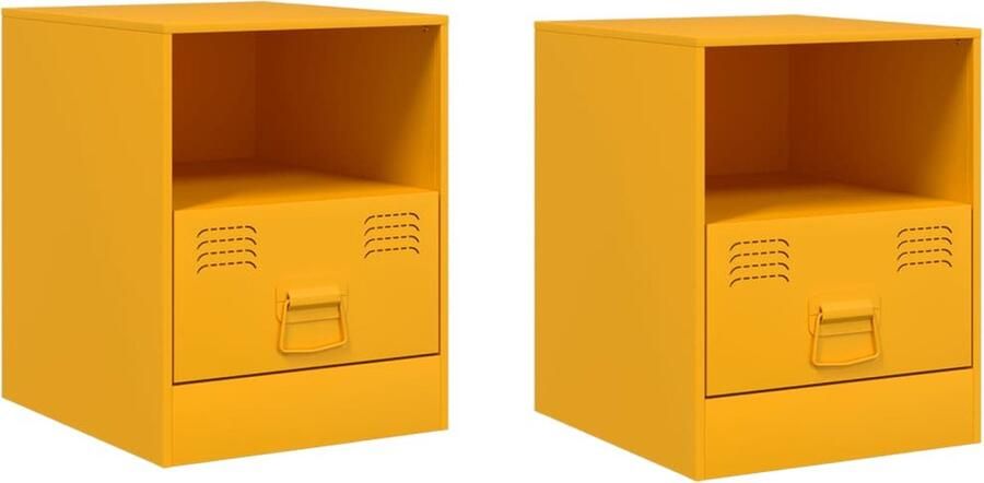 VidaXL -Nachtkastjes-2-st-34 5x39x44-cm-staal-mosterdgeel