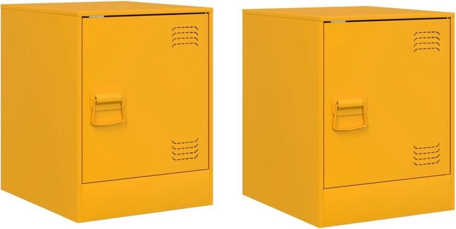 VidaXL -Nachtkastjes-2-st-34 5x39x44-cm-staal-mosterdgeel
