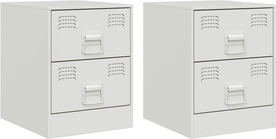 VidaXL -Nachtkastjes-2-st-34 5x39x44-cm-staal-wit