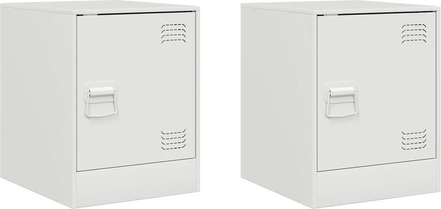 VidaXL -Nachtkastjes-2-st-34 5x39x44-cm-staal-wit