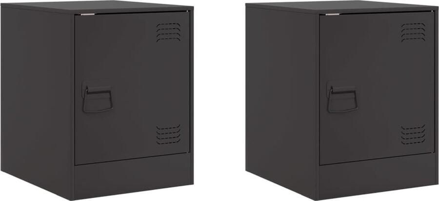 VidaXL -Nachtkastjes-2-st-34 5x39x44-cm-staal-zwart