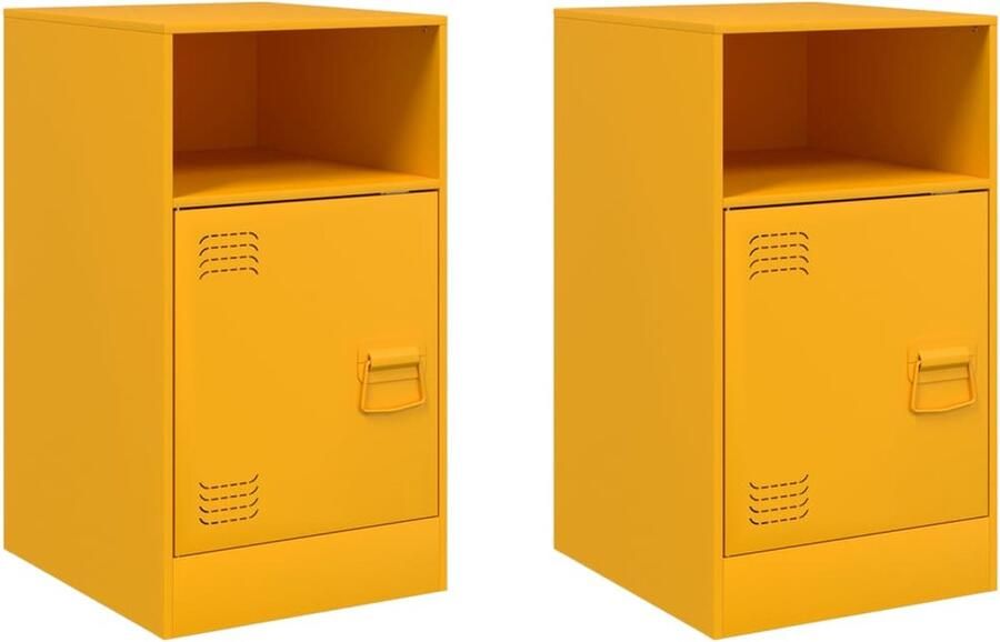 VidaXL -Nachtkastjes-2-st-34 5x39x62-cm-staal-mosterdgeel