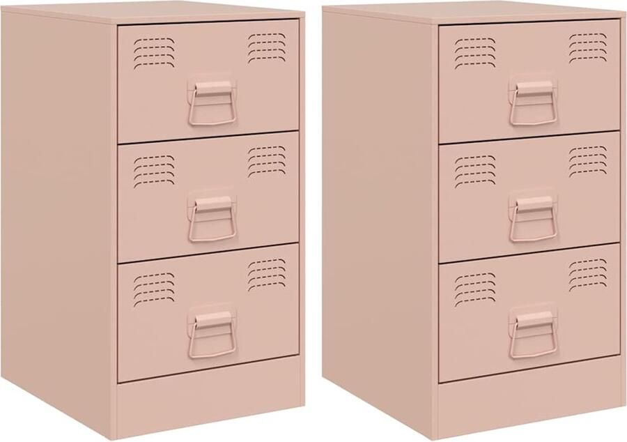 The Living Store Nachtkastjes 2 st 34 5x39x62 cm staal roze Nachtkastjes Rozenkleurige Nachtkastjes Staal Nachtkastjes Vintage Nachtkastjes Moderne Nachtkastjes - Foto 2