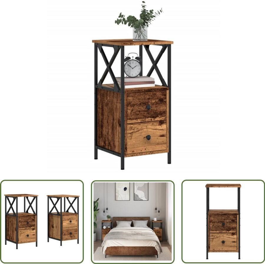 The Living Store Nachtkastjes 2 st 34x35 5x70 cm bewerkt hout oud houtkleurig Nachtkastjes Houten Nachtkastjes Slaapkamersdecoratie Bureaukastjes Opslagkasten