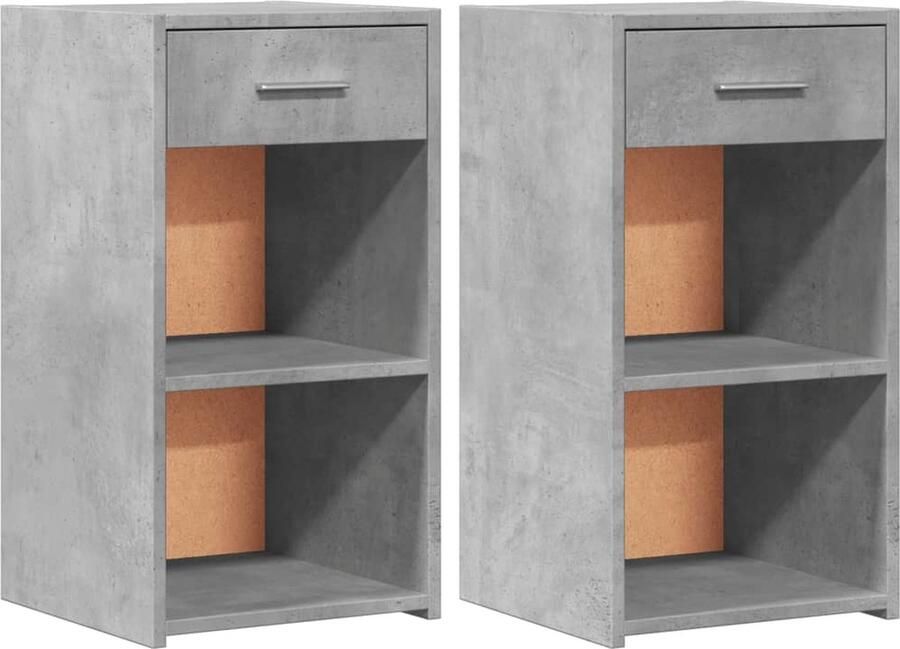 VidaXL Nachtkastjes Set van 2 Bewerkt Hout Betongrijs Nachtkastje Nachtkastjes Nacht Kastje