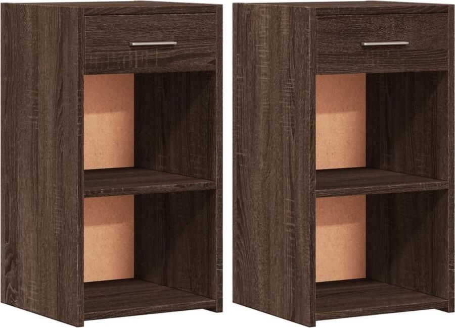 VidaXL -Nachtkastjes-2-st-35x34x65-cm-bewerkt-hout-bruin-eikenkleurig