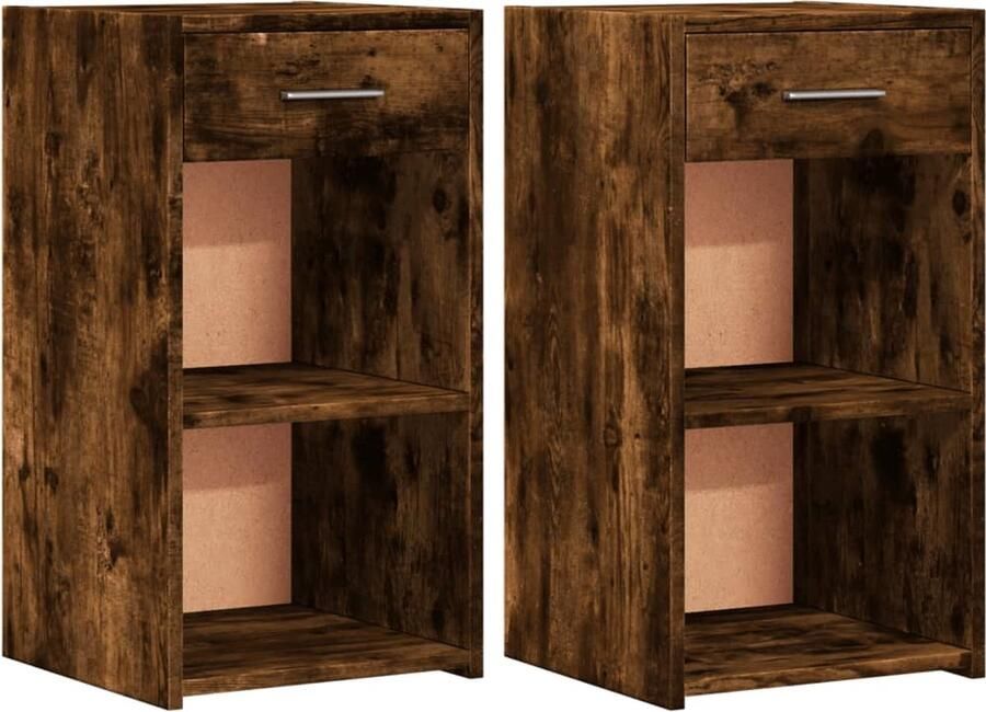 VidaXL -Nachtkastjes-2-st-35x34x65-cm-bewerkt-hout-gerookt-eikenkleurig