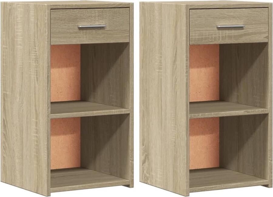 VidaXL -Nachtkastjes-2-st-35x34x65-cm-bewerkt-hout-sonoma-eikenkleurig