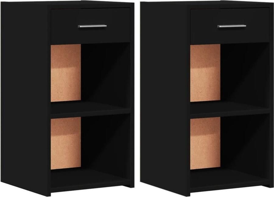 VidaXL -Nachtkastjes-2-st-35x34x65-cm-bewerkt-hout-zwart
