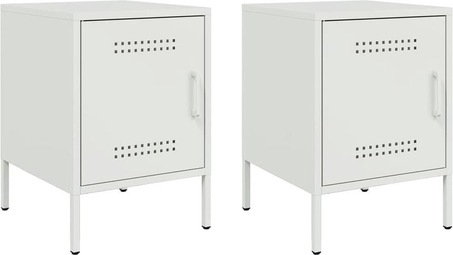 VidaXL Nachtkastjes 2 st 36x39x50 5 cm staal wit