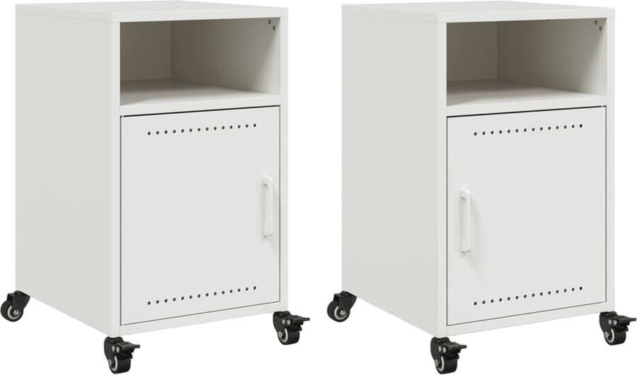 VidaXL Nachtkastjes 2 st 36x39x59 cm staal wit