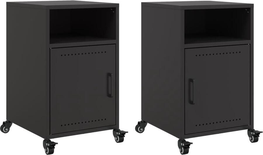 VidaXL Nachtkastjes 2 st 36x39x59 cm staal zwart