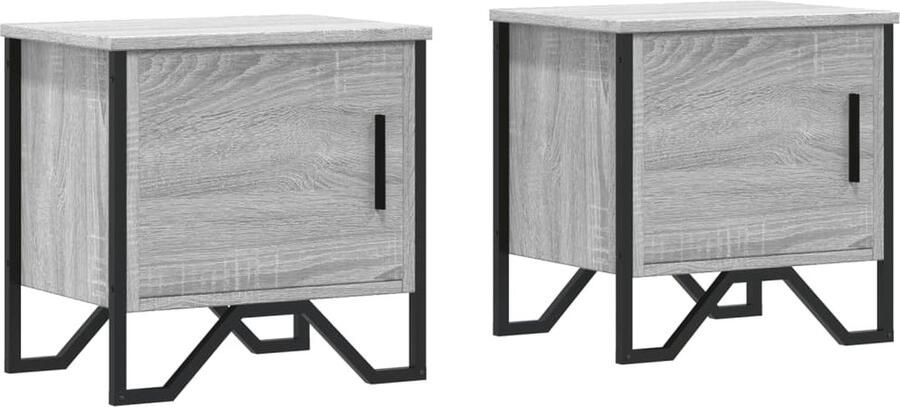 VidaXL Nachtkastjes Grijs Sonoma Eiken (Set van 2) Nachtkastje Bijzettafel Slaapkamers Meubilair Grijze Meubels