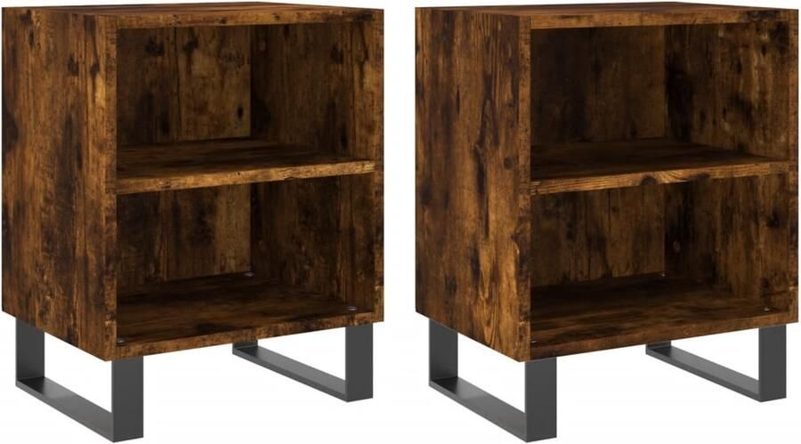 VidaXL -Nachtkastjes-2-st-40x30x50-cm-bewerkt-hout-gerookt-eikenkleurig