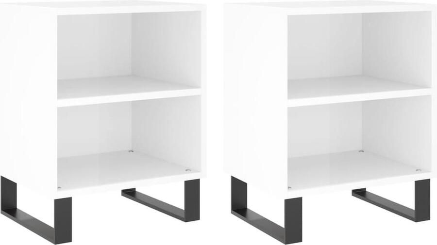 VidaXL -Nachtkastjes-2-st-40x30x50-cm-bewerkt-hout-hoogglans-wit - Foto 2
