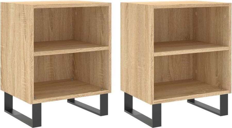 VidaXL -Nachtkastjes-2-st-40x30x50-cm-bewerkt-hout-sonoma-eikenkleurig - Foto 2