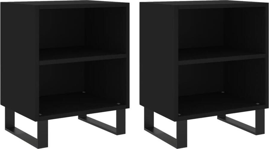 VidaXL -Nachtkastjes-2-st-40x30x50-cm-bewerkt-hout-zwart - Foto 2