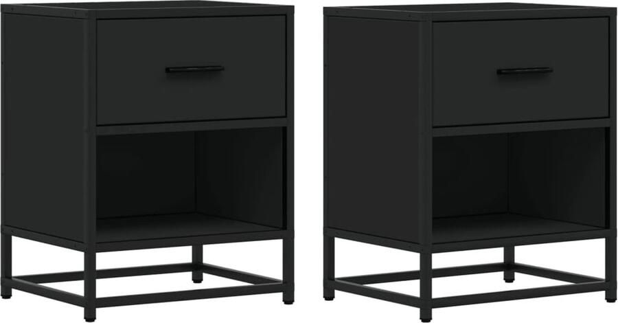 VidaXL Nachtkastjes 2 st 40x31x50 cm bewerkt hout zwart