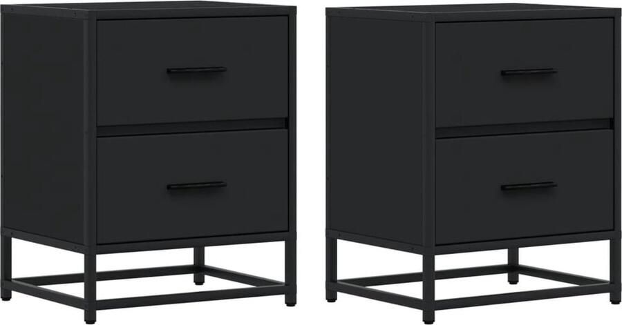 VidaXL Nachtkastjes 2 st 40x31x50 cm bewerkt hout zwart
