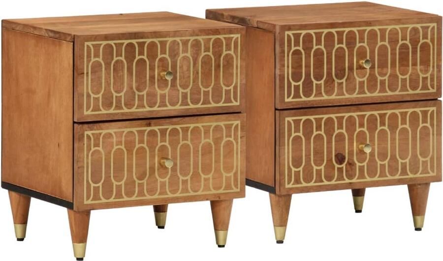 VidaXL -Nachtkastjes-2-st-40x33x46-cm-massief-mangohout - Foto 5