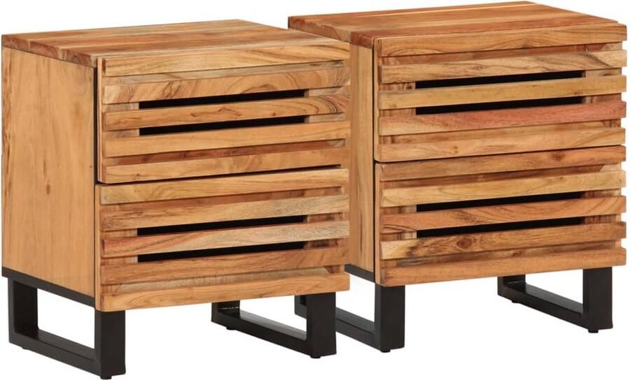 VidaXL Nachtkastjes 2 st 40x34x46 cm massief acaciahout - Foto 2