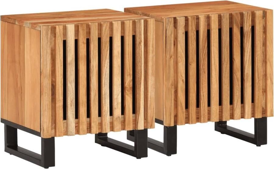 VidaXL Nachtkastjes 2 st 40x34x46 cm massief acaciahout