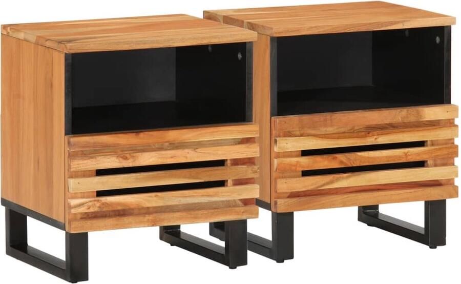 VidaXL Nachtkastjes 2 st 40x34x46 cm massief acaciahout